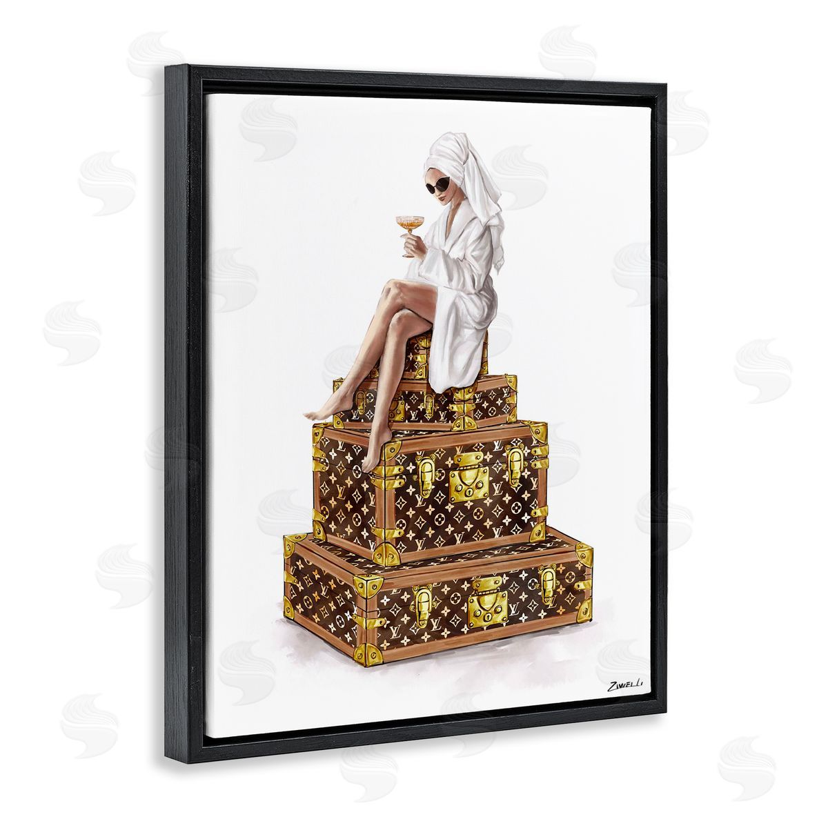 Ziwei Li Sipping Champagne in Luxury Canvas Wall Art Print