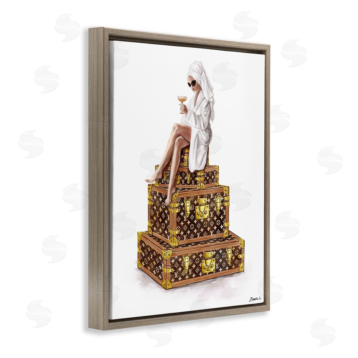 Ziwei Li Sipping Champagne in Luxury Canvas Wall Art Print