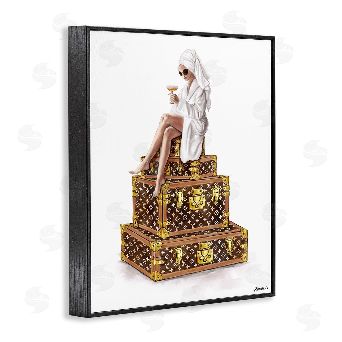 Ziwei Li Sipping Champagne in Luxury Canvas Wall Art Print