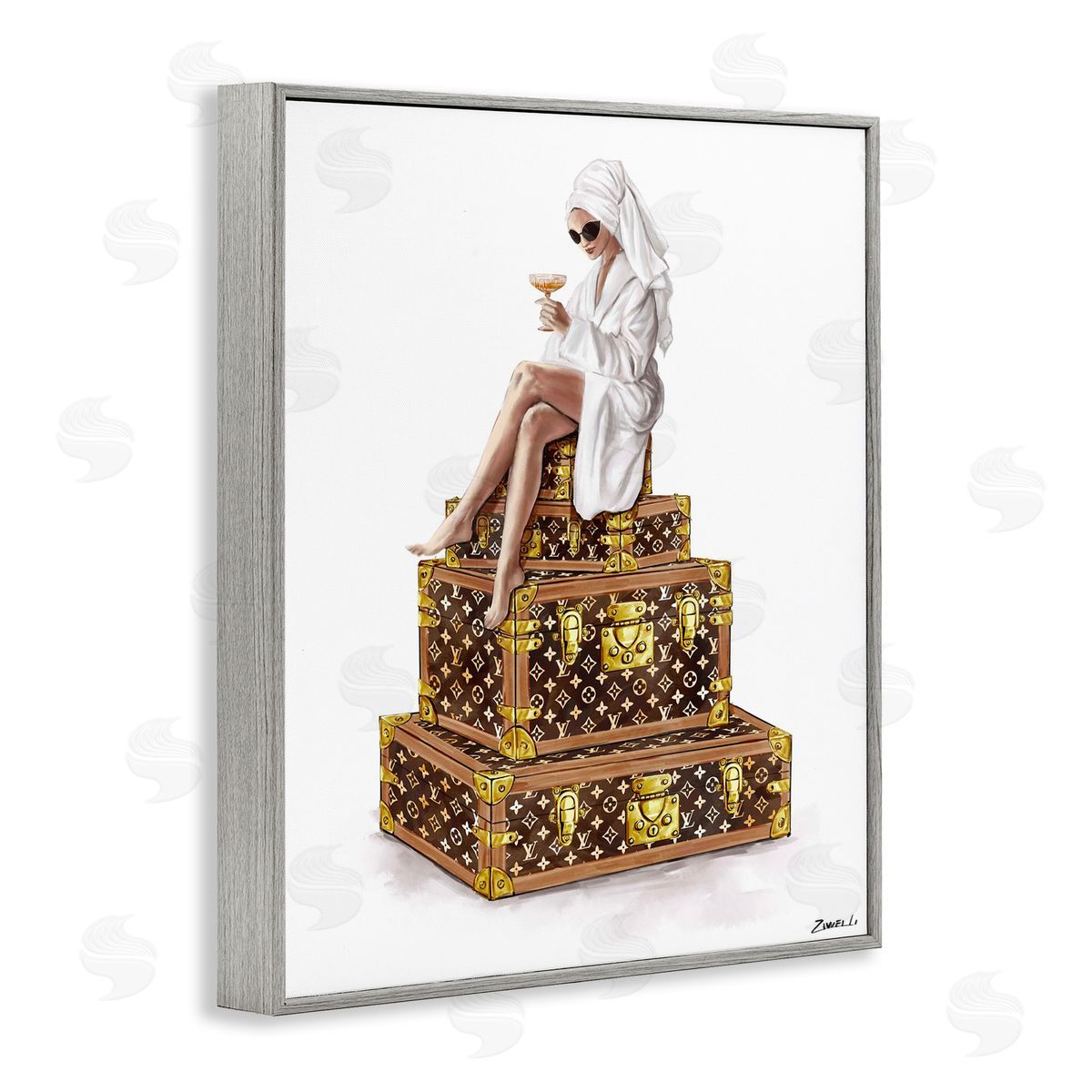 Ziwei Li Sipping Champagne in Luxury Canvas Wall Art Print