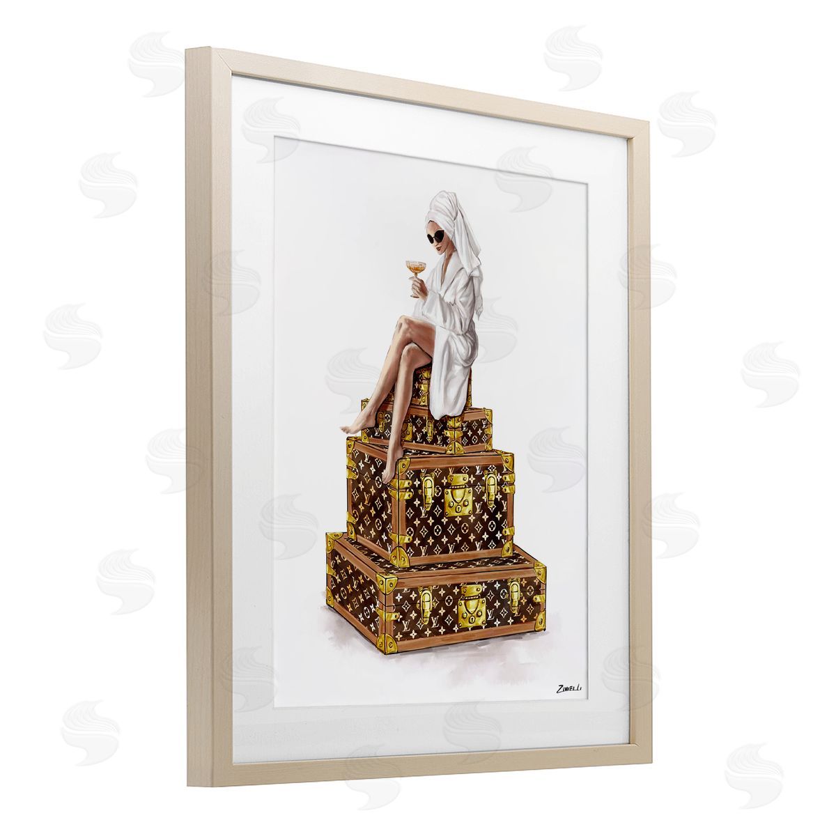 Ziwei Li Sipping Champagne in Luxury Canvas Wall Art Print