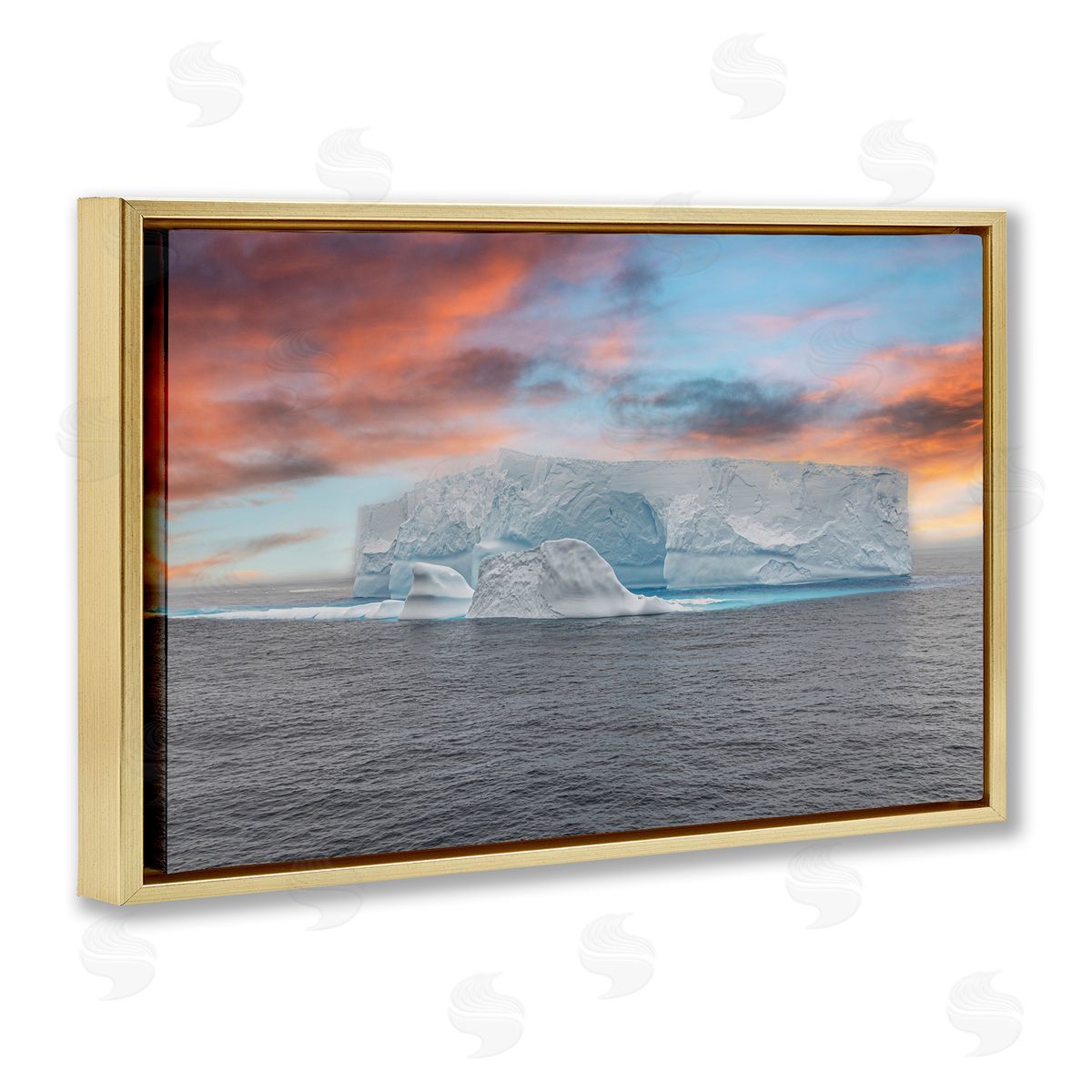 Richard Silver Sunset over Frozen Iceberg Canvas Wall Art Print