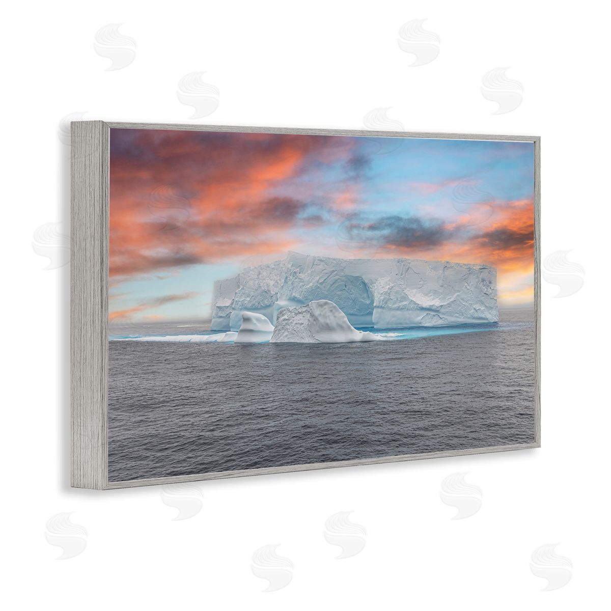 Richard Silver Sunset over Frozen Iceberg Canvas Wall Art Print