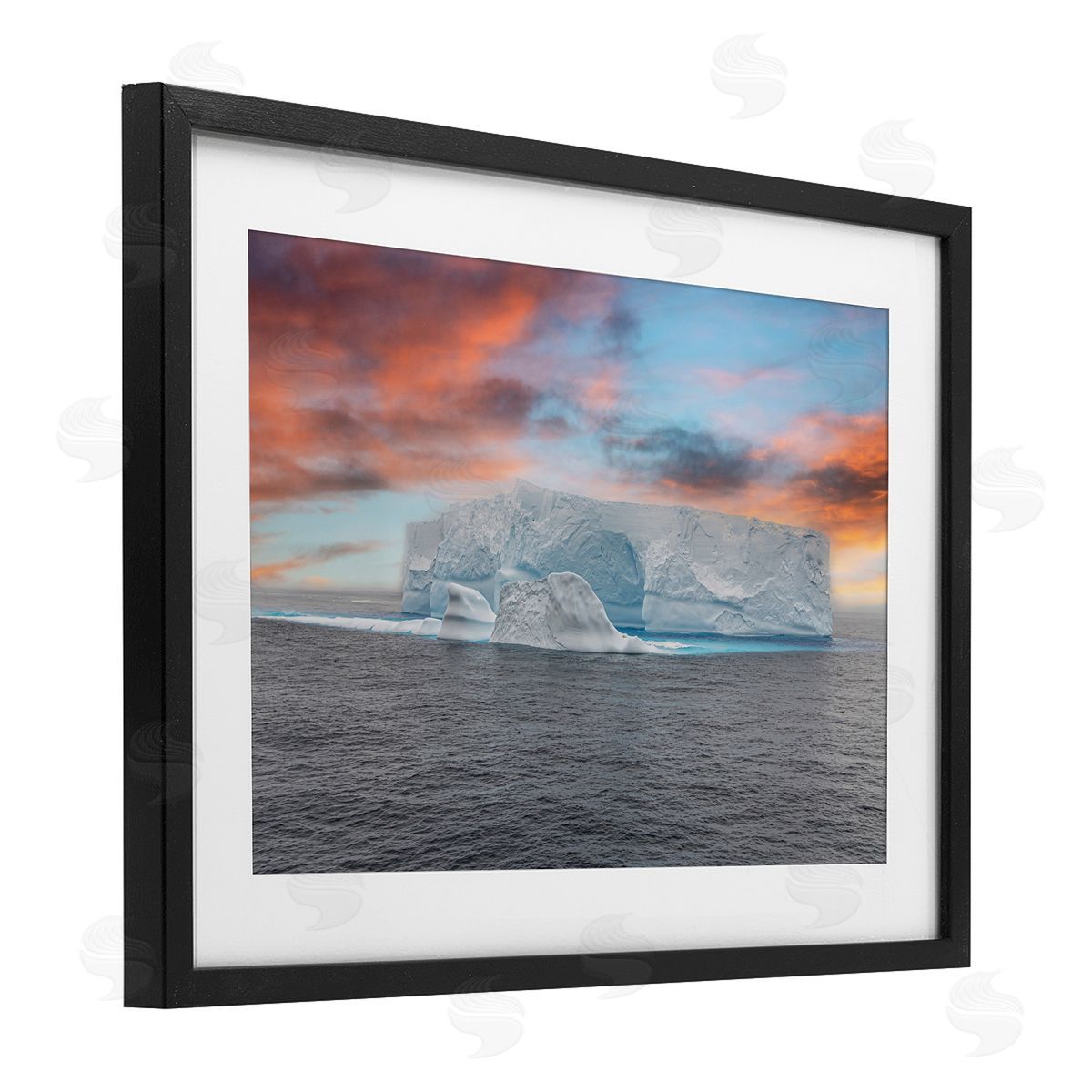 Richard Silver Sunset over Frozen Iceberg Canvas Wall Art Print