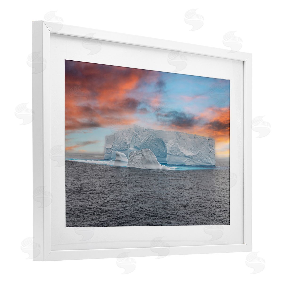 Richard Silver Sunset over Frozen Iceberg Canvas Wall Art Print