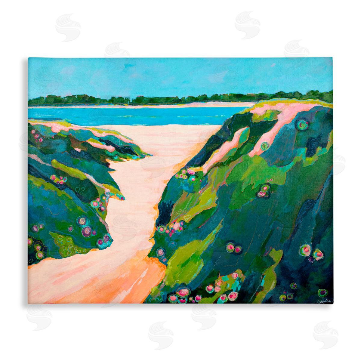 Dorothy Holmes Mohler Floral Cliffs Landscape Canvas Wall Art Print
