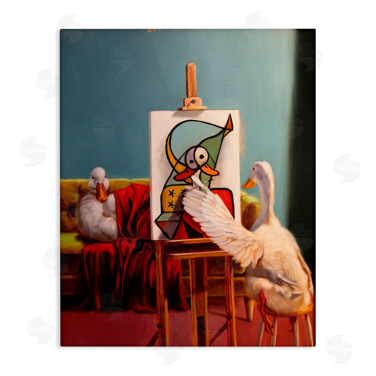 Lucia Heffernan Duckcasso Funny Painter Duck Canvas Wall Art Print