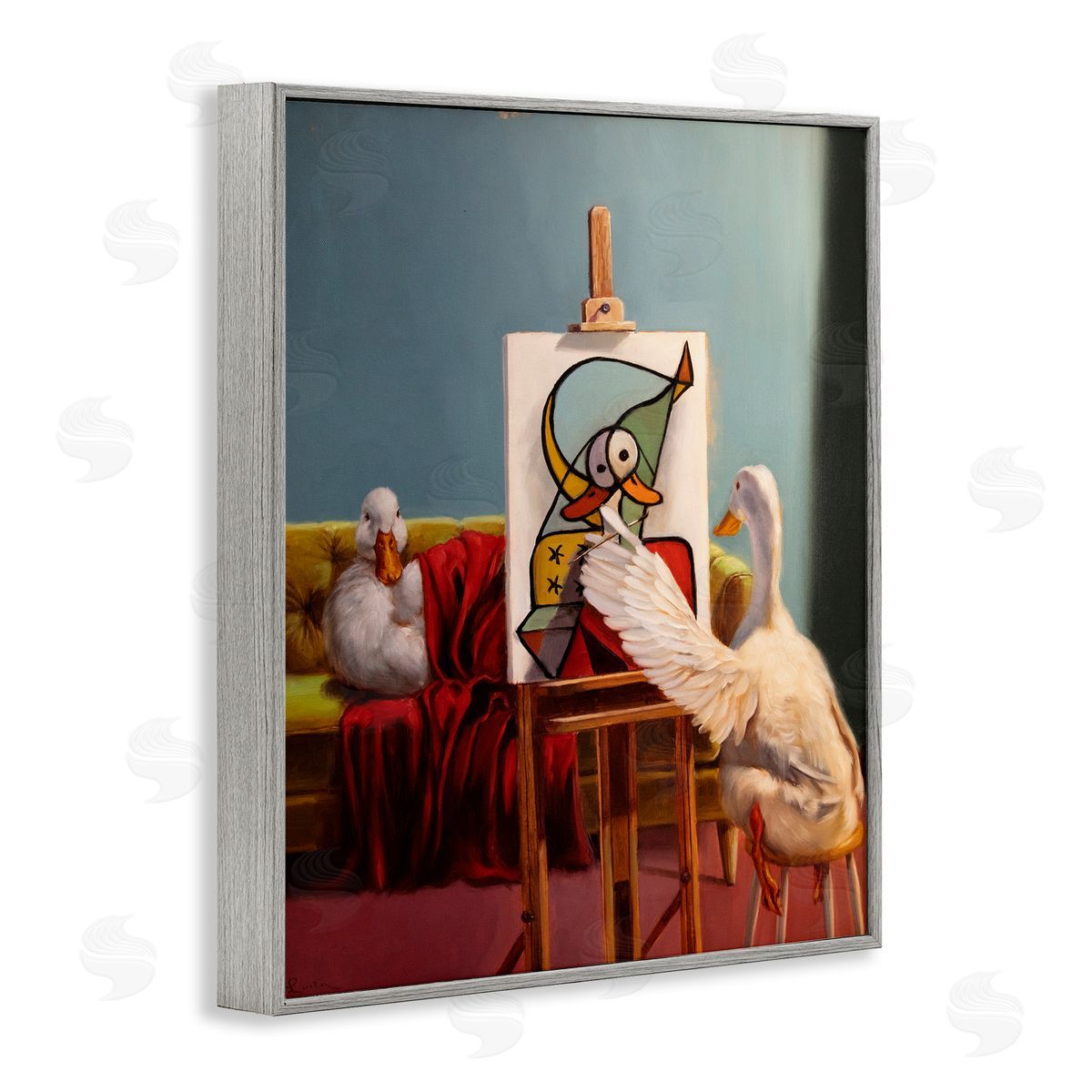 Lucia Heffernan Duckcasso Funny Painter Duck Canvas Wall Art Print