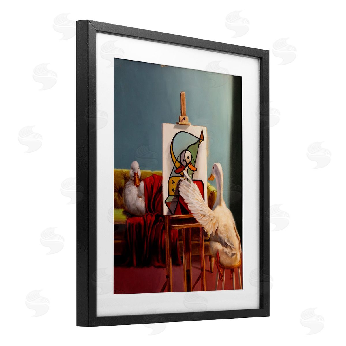Lucia Heffernan Duckcasso Funny Painter Duck Canvas Wall Art Print