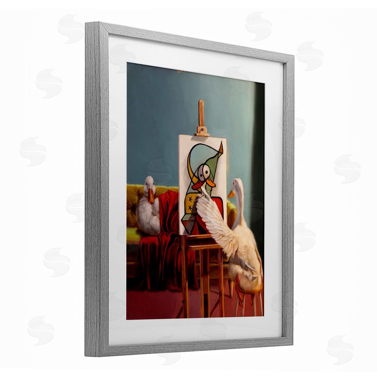 Lucia Heffernan Duckcasso Funny Painter Duck Canvas Wall Art Print