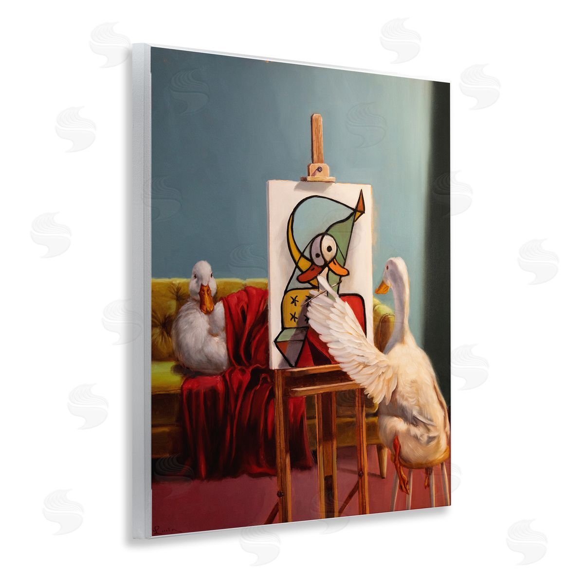 Lucia Heffernan Duckcasso Funny Painter Duck Canvas Wall Art Print