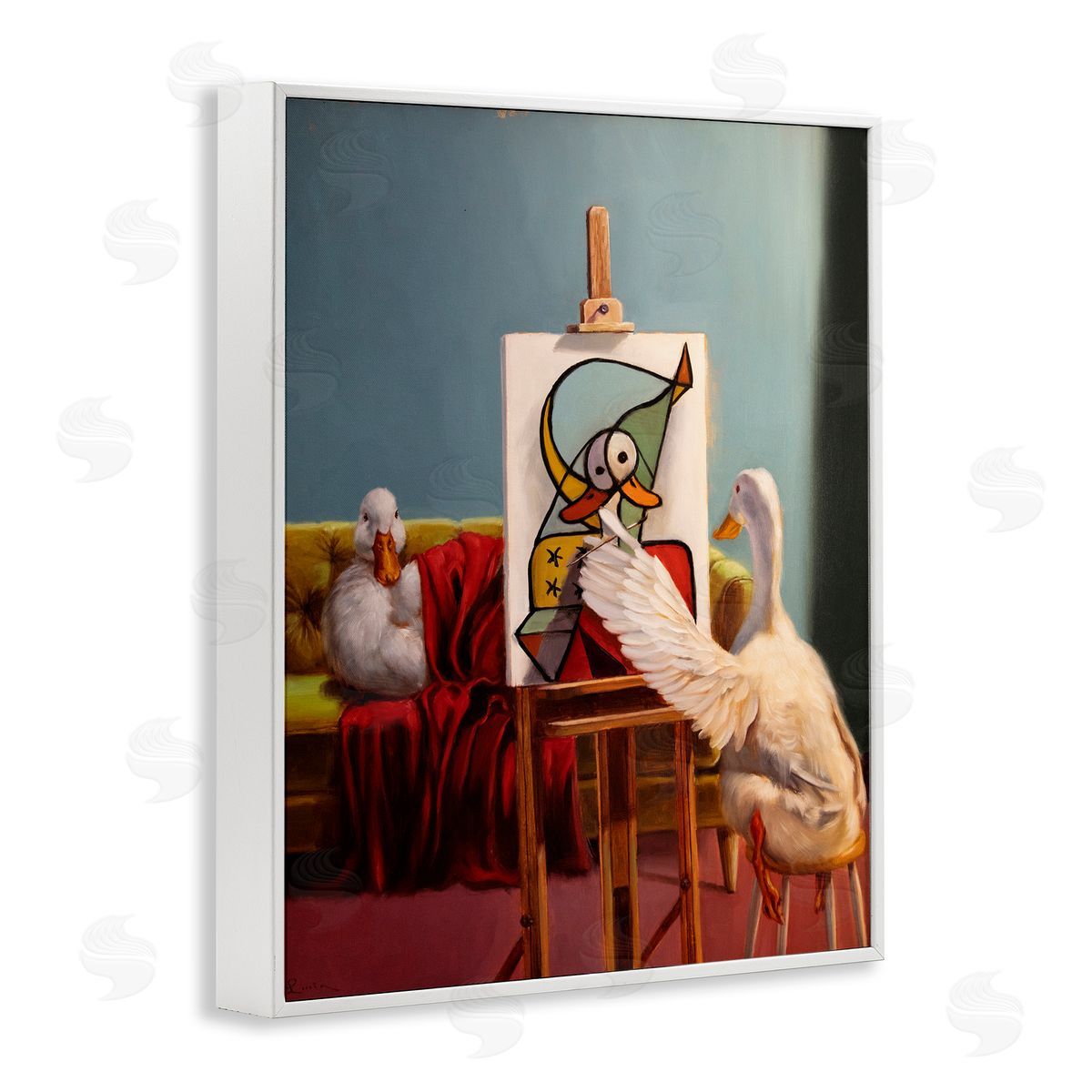 Lucia Heffernan Duckcasso Funny Painter Duck Canvas Wall Art Print