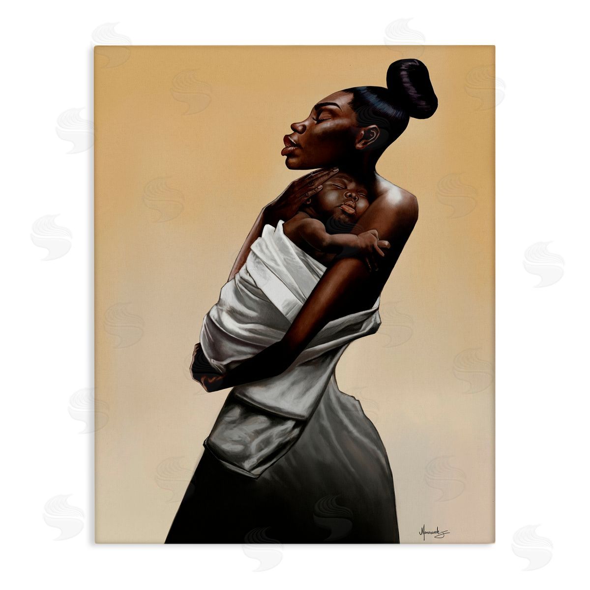 Manasseh Johnson Sr Mother And Child Tenderness Canvas Wall Art Print