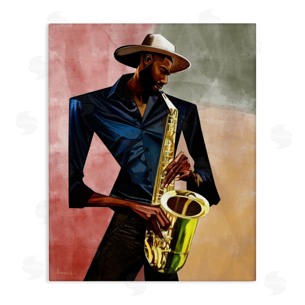Manasseh Johnson Sr Sax Player Musician Canvas Wall Art Print