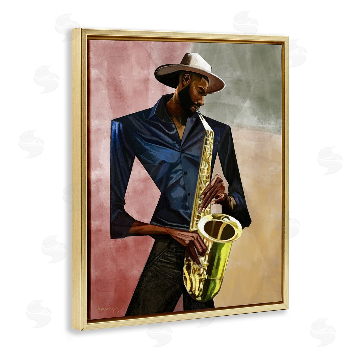 Manasseh Johnson Sr Sax Player Musician Canvas Wall Art Print
