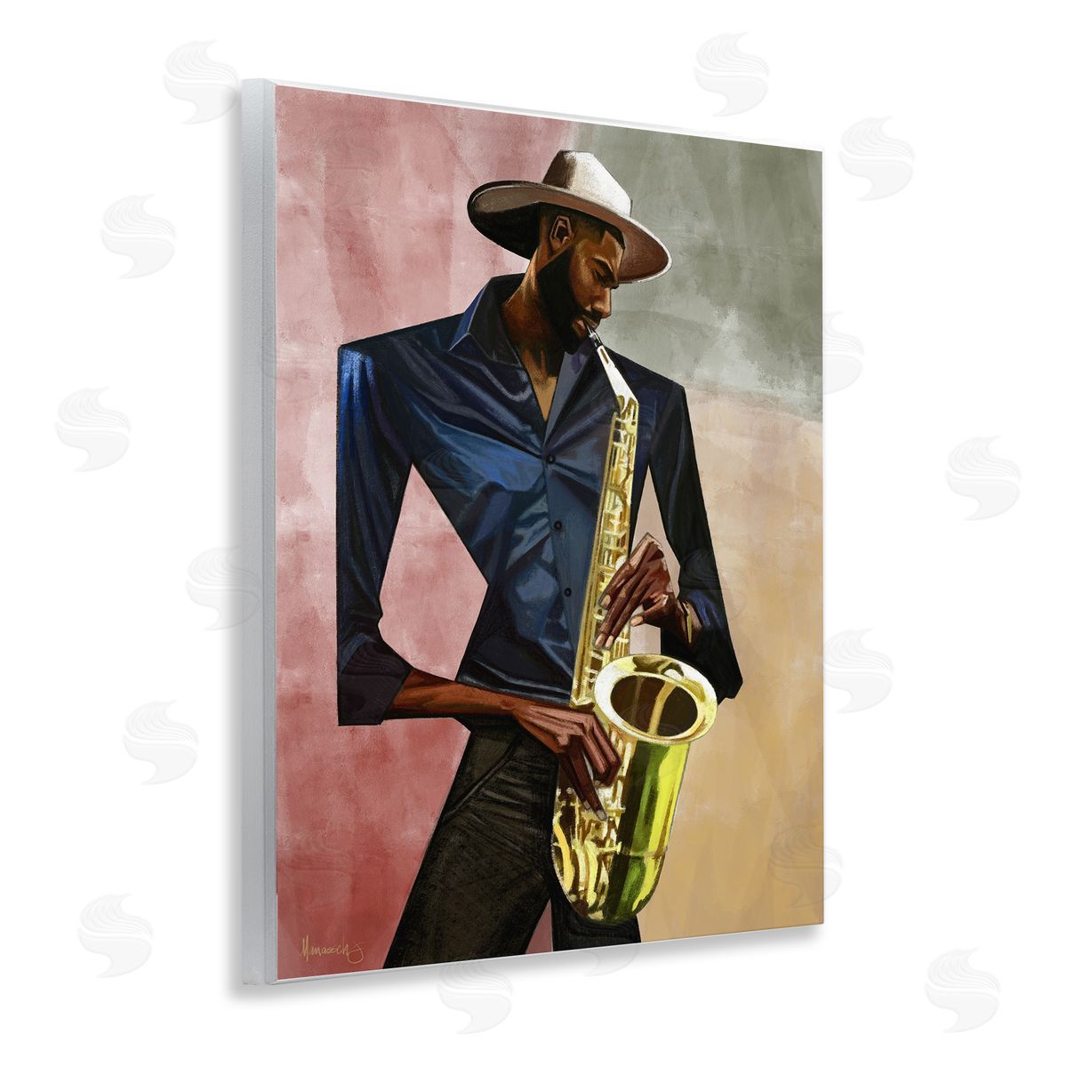Manasseh Johnson Sr Sax Player Musician Canvas Wall Art Print