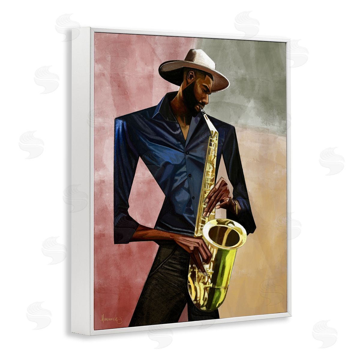 Manasseh Johnson Sr Sax Player Musician Canvas Wall Art Print