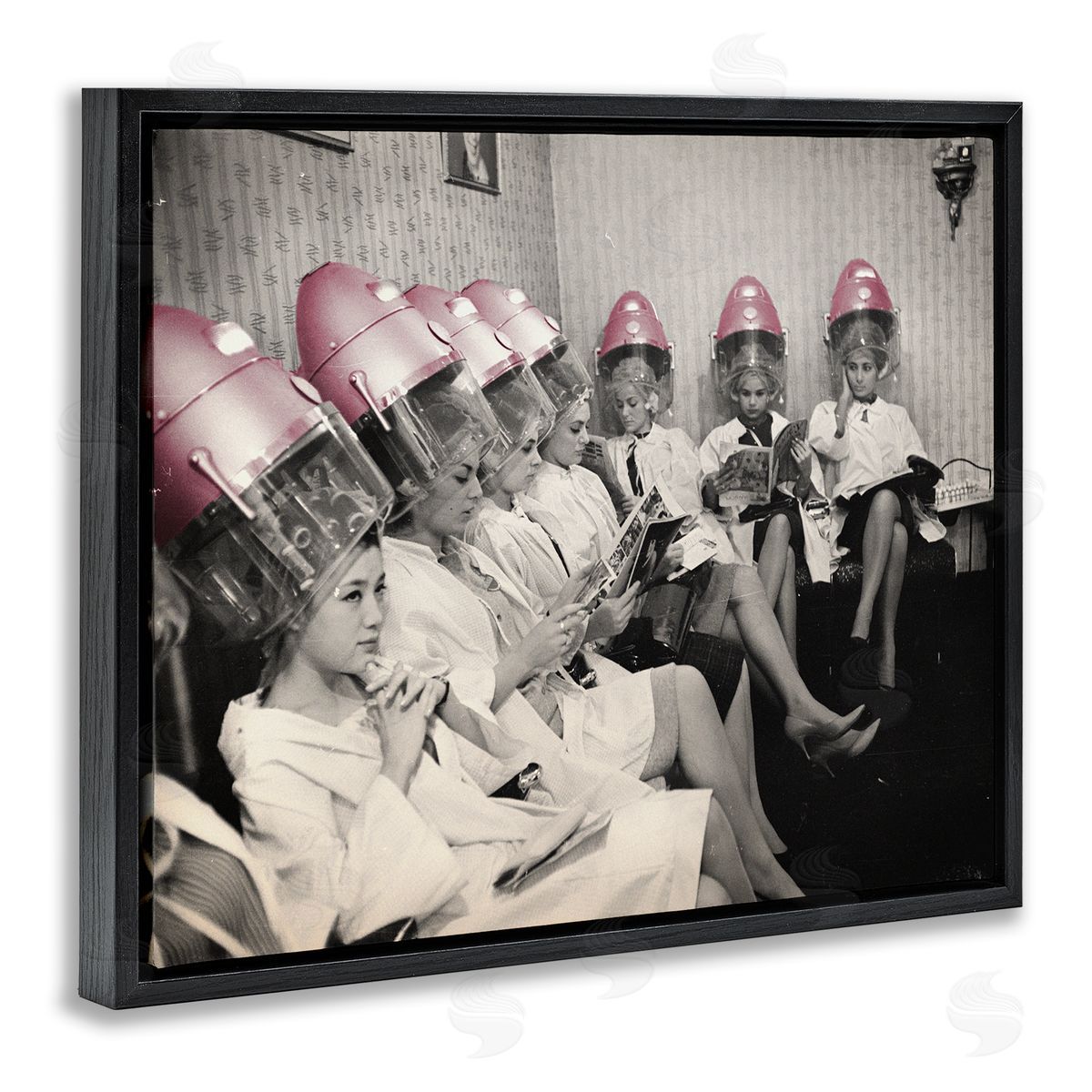 Sophie 6 Vintage Pink Hair Dryers Canvas Wall Art Print
