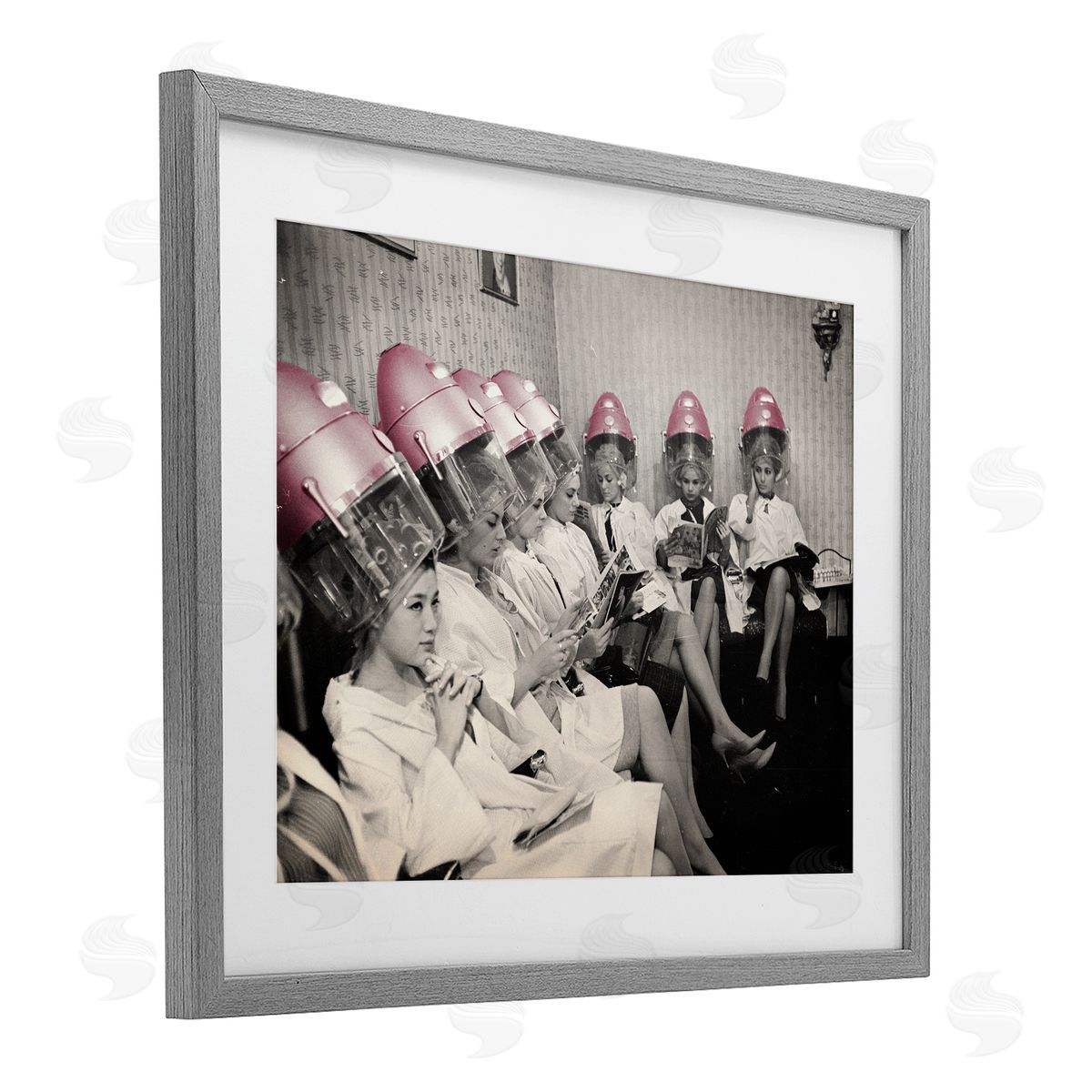 Sophie 6 Vintage Pink Hair Dryers Canvas Wall Art Print
