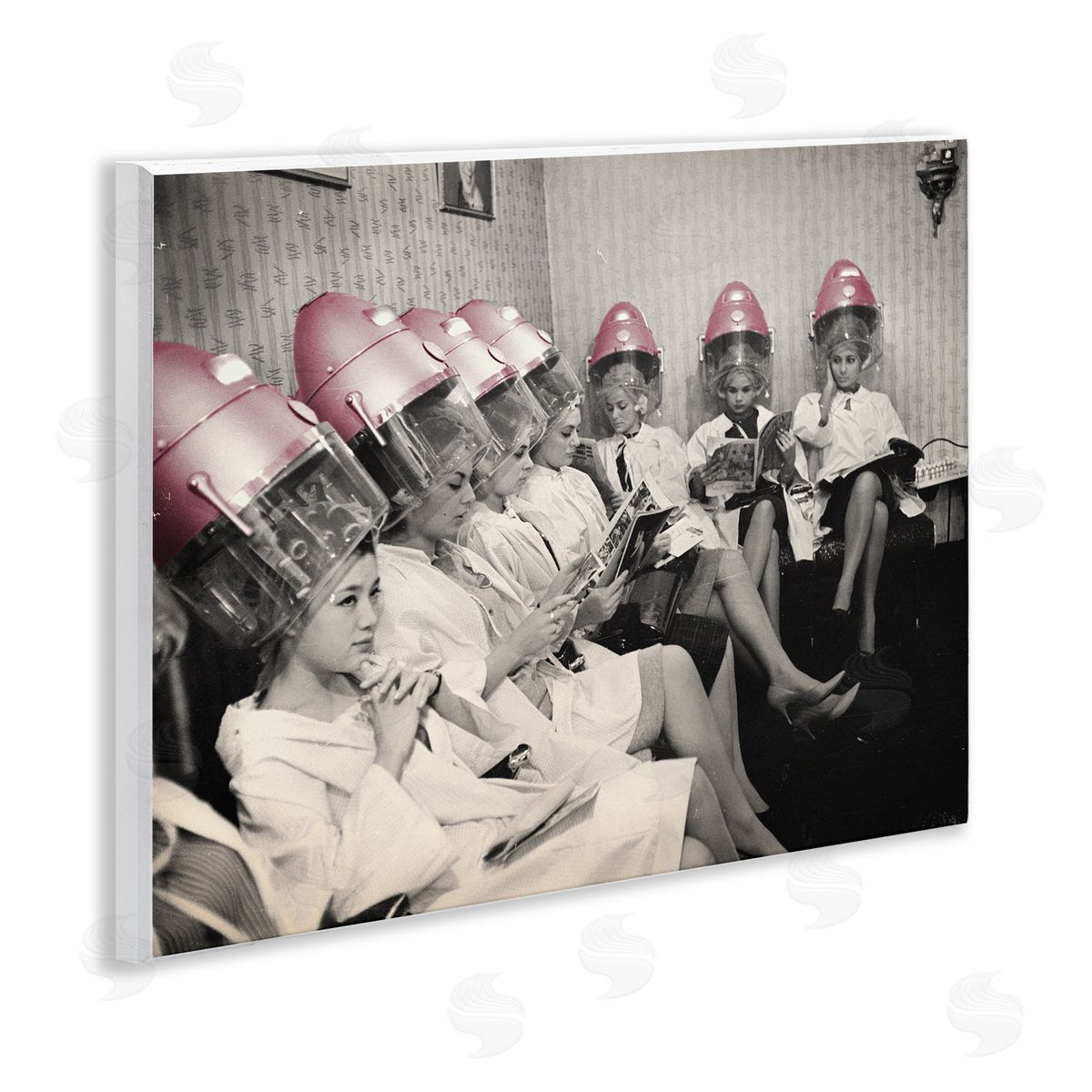 Sophie 6 Vintage Pink Hair Dryers Canvas Wall Art Print