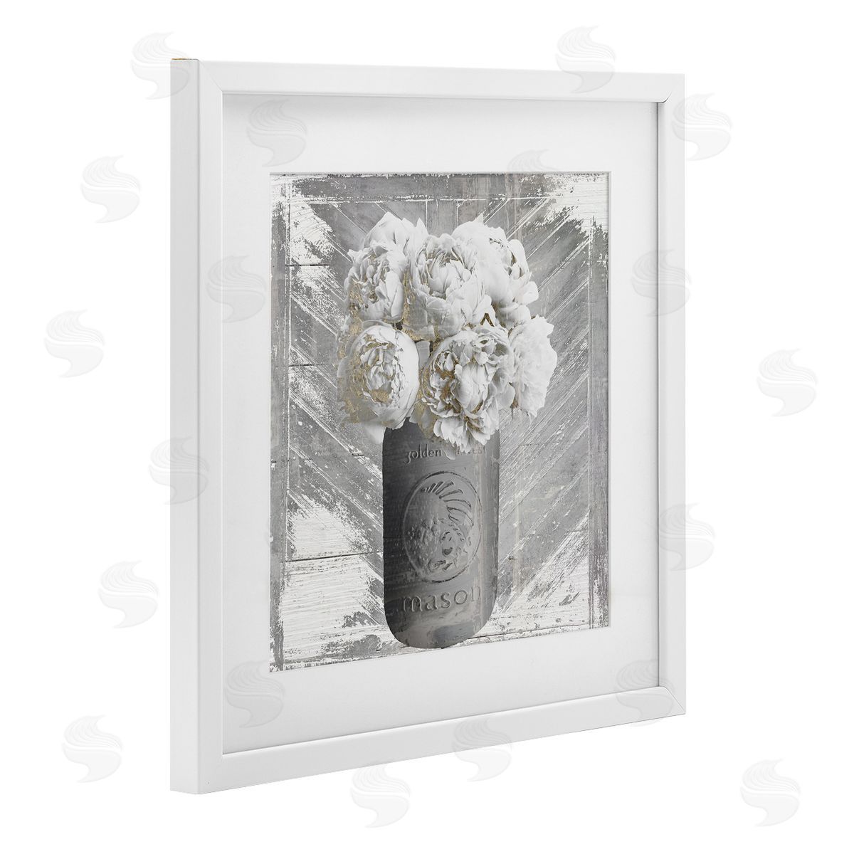 Sophie 6 Peony in Rustic Jar Canvas Wall Art Print