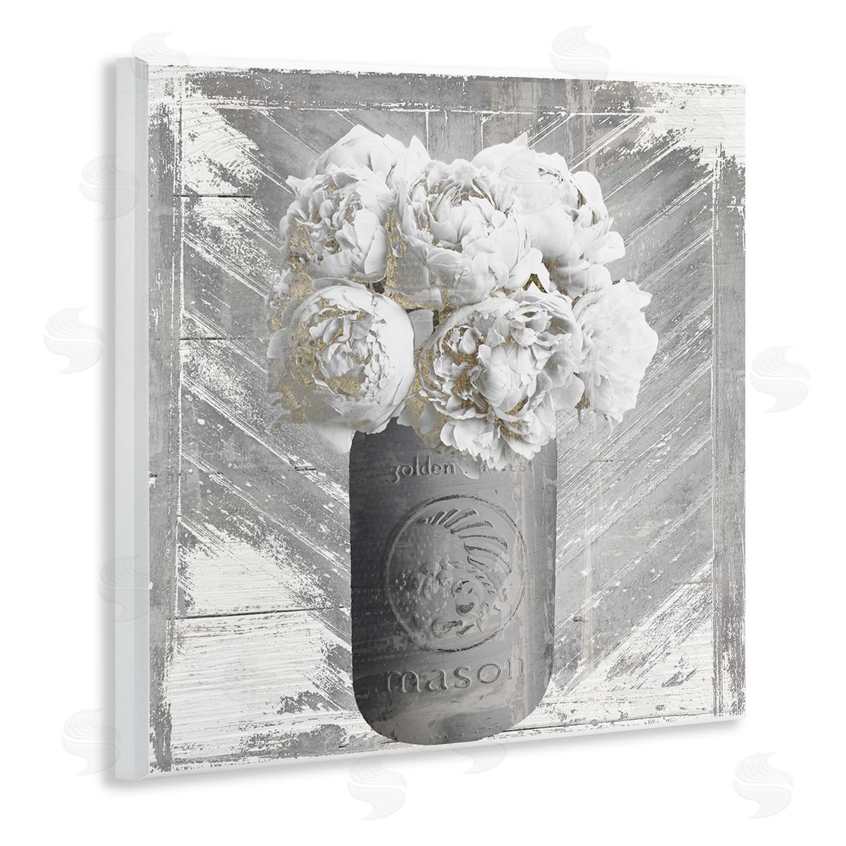 Sophie 6 Peony in Rustic Jar Canvas Wall Art Print