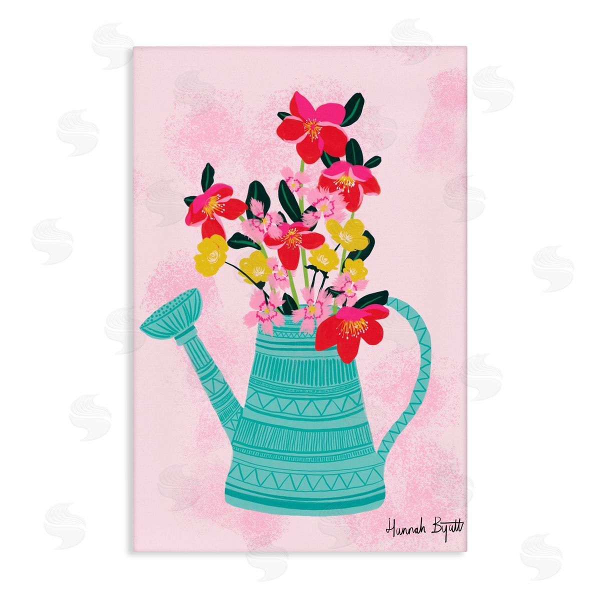Hannah Byatt Local Flora in Watering Can Canvas Wall Art Print