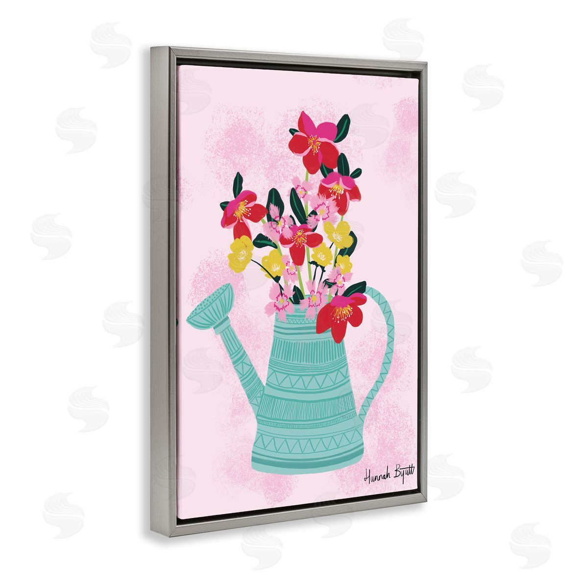 Hannah Byatt Local Flora in Watering Can Canvas Wall Art Print