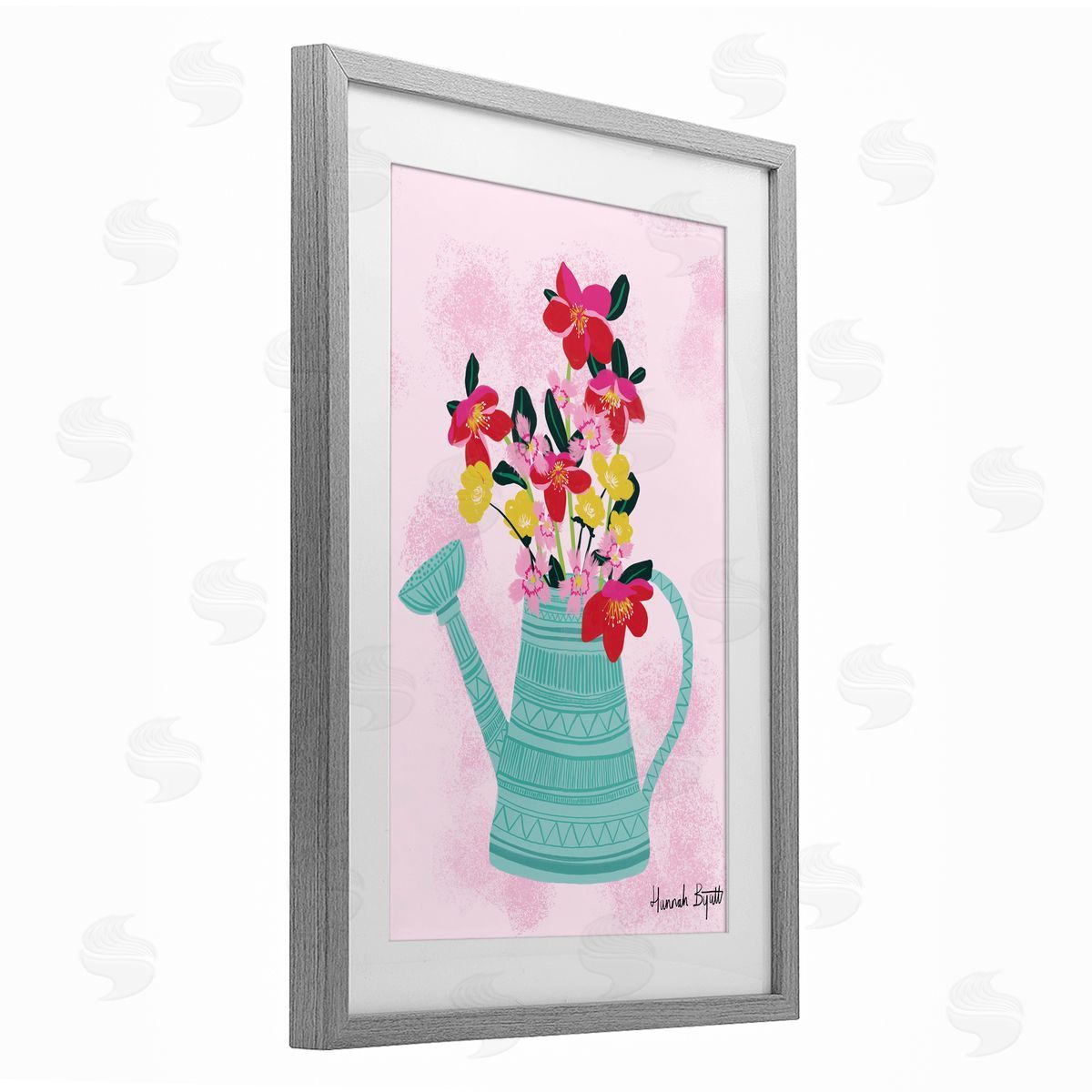 Hannah Byatt Local Flora in Watering Can Canvas Wall Art Print