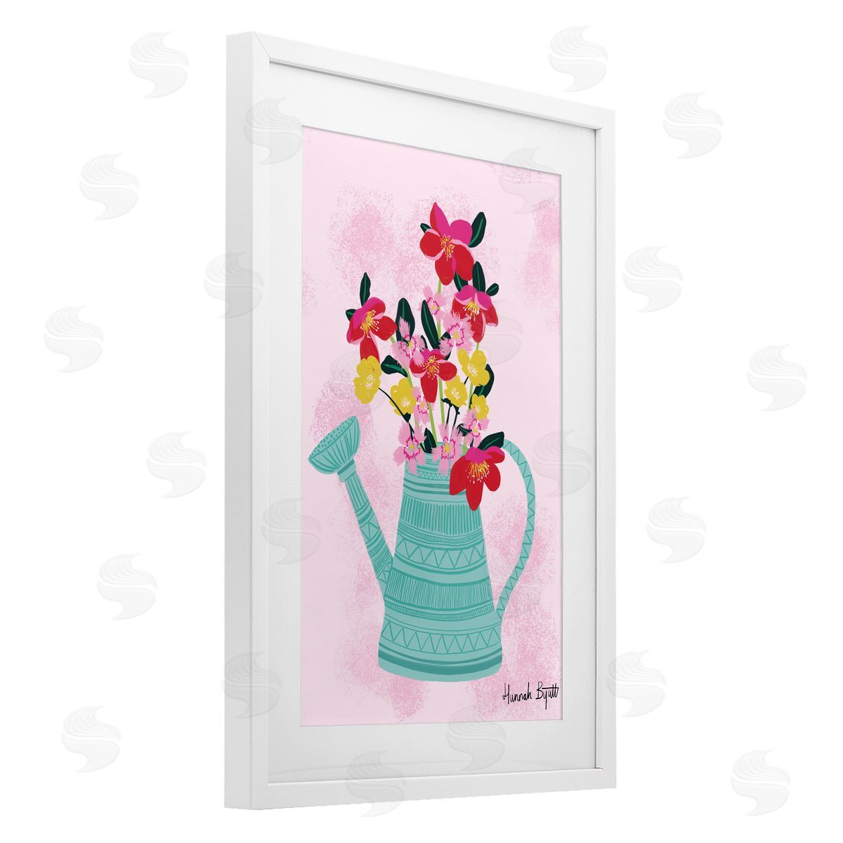 Hannah Byatt Local Flora in Watering Can Canvas Wall Art Print