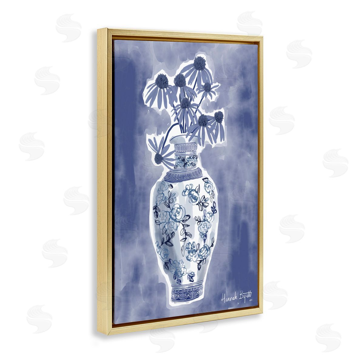 Hannah Byatt Chinoiserie with Black Eyed Susans Canvas Wall Art Print