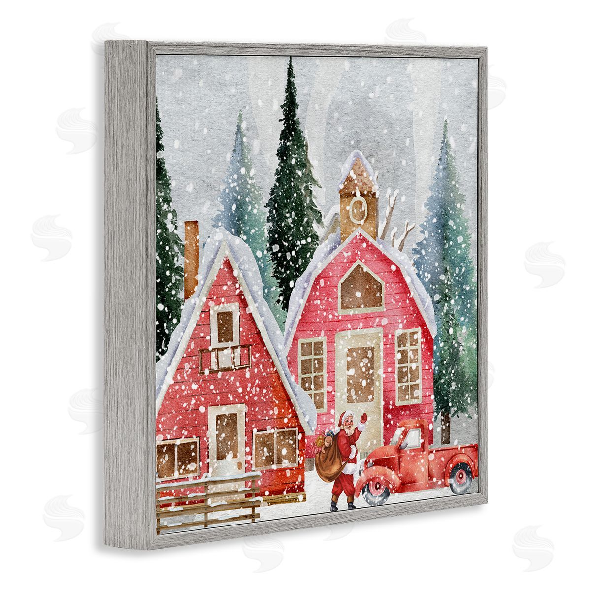 Jesse Keith Red Barn Santa Delivery Canvas Wall Art Print