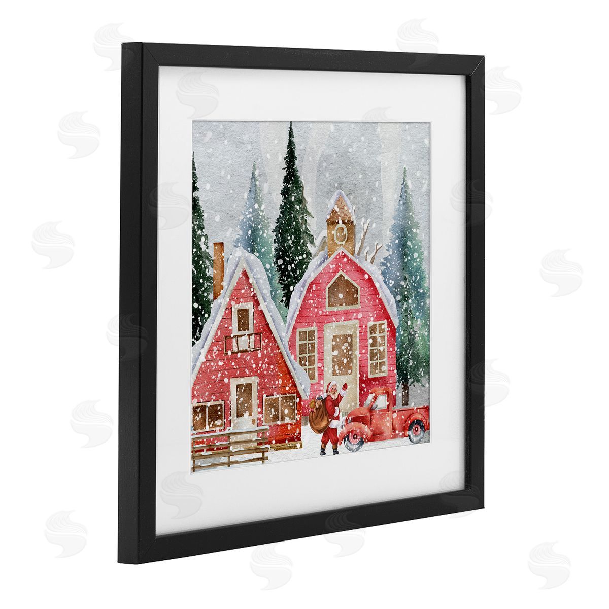 Jesse Keith Red Barn Santa Delivery Canvas Wall Art Print