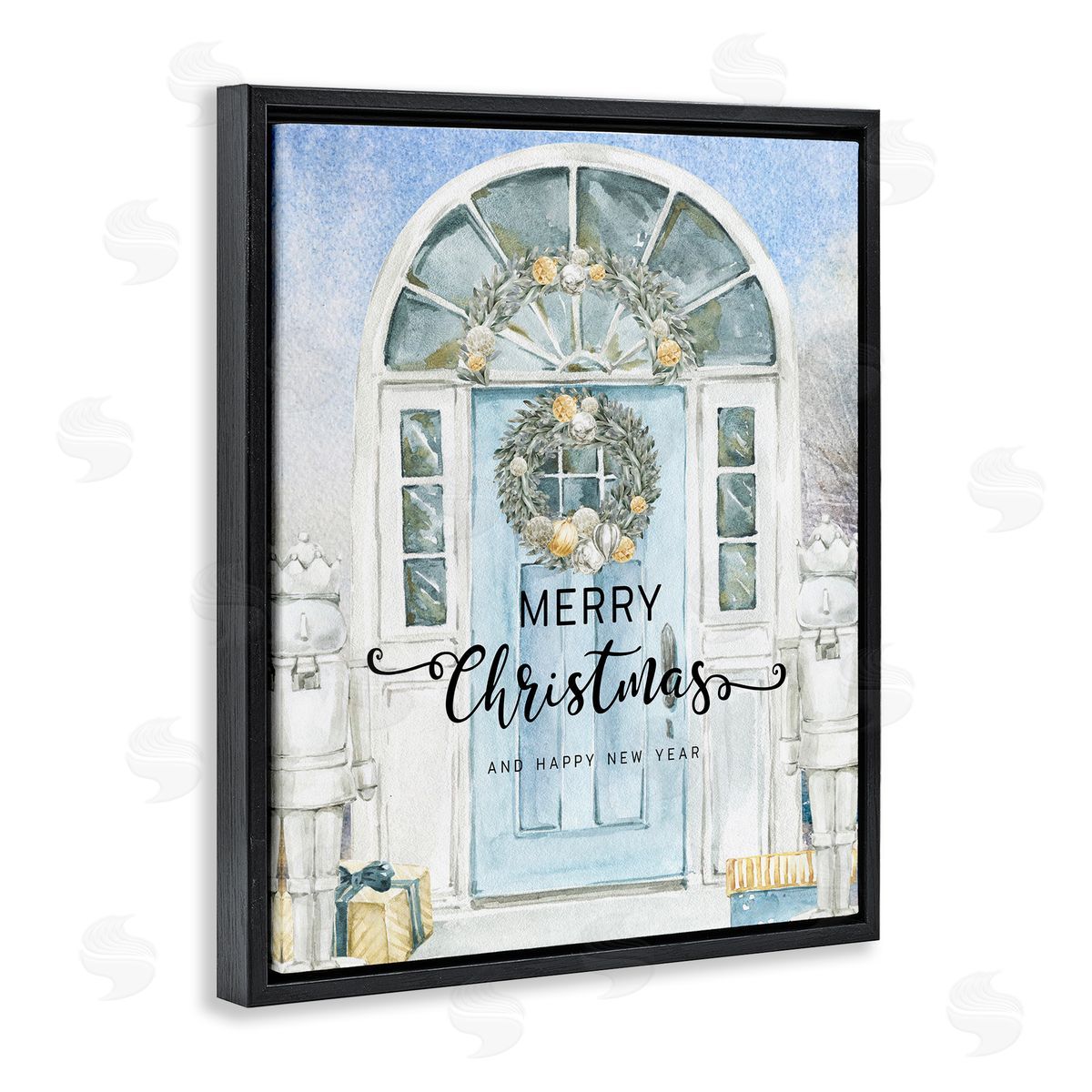 Jesse Keith Merry Christmas Blue Door Canvas Wall Art Print