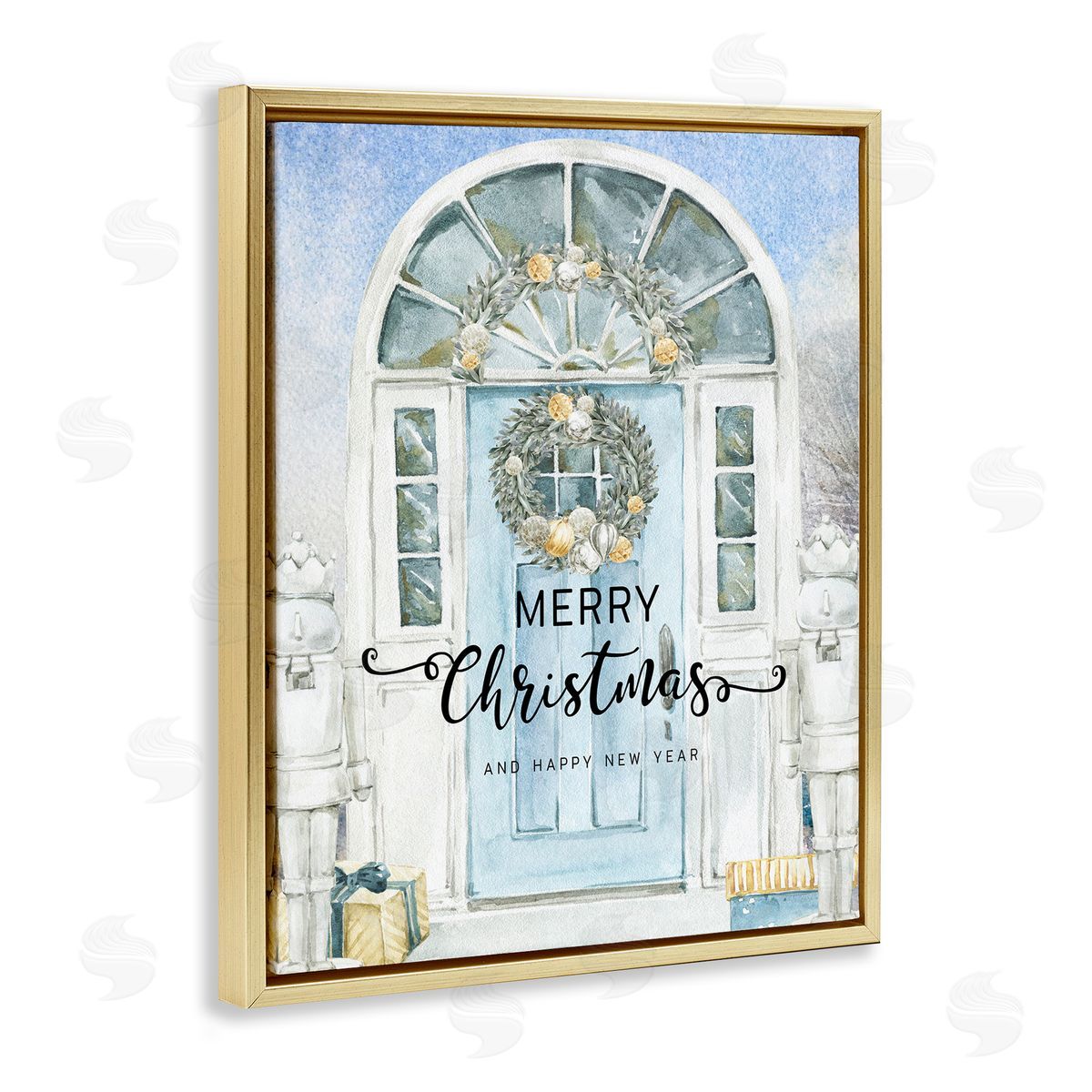 Jesse Keith Merry Christmas Blue Door Canvas Wall Art Print