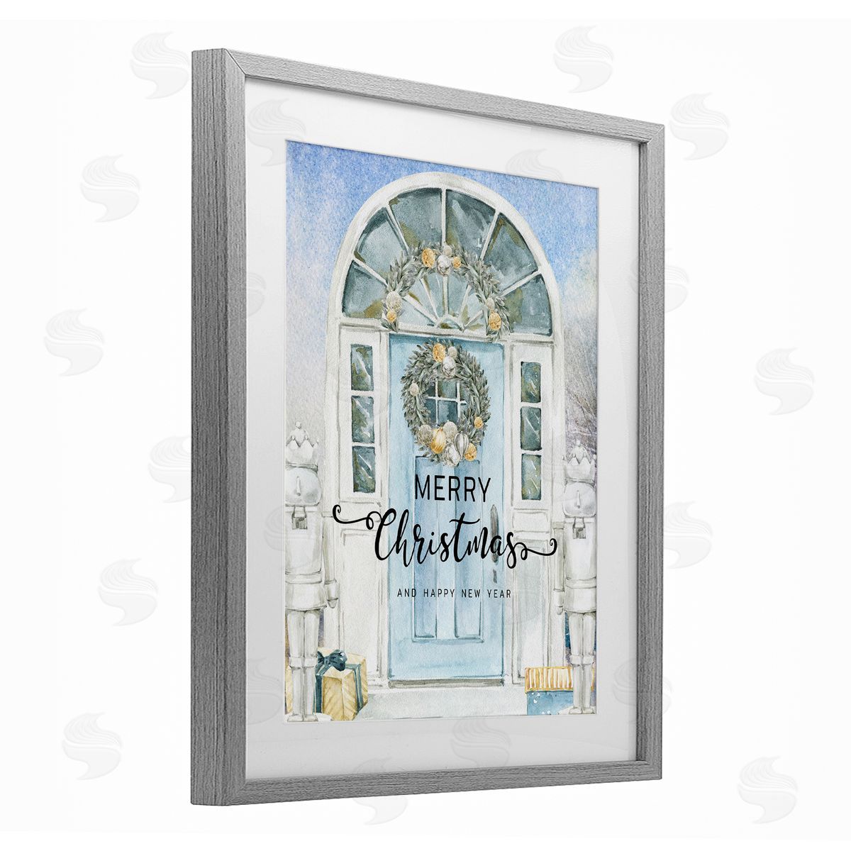 Jesse Keith Merry Christmas Blue Door Canvas Wall Art Print