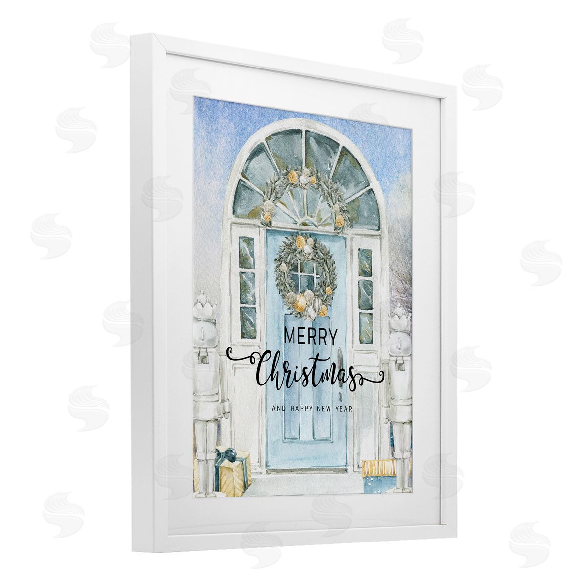 Jesse Keith Merry Christmas Blue Door Canvas Wall Art Print