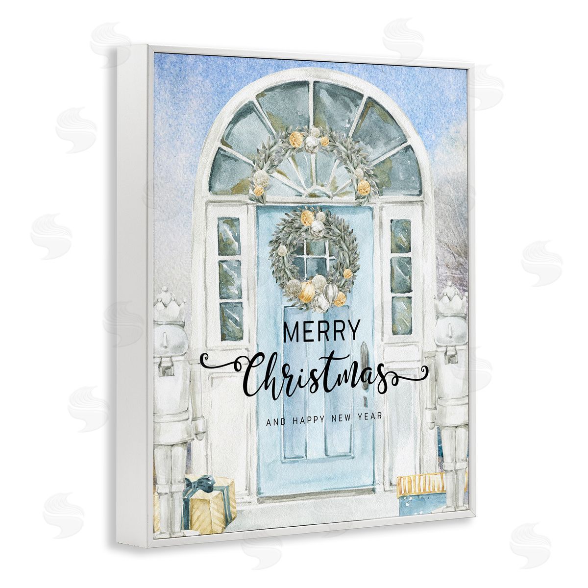 Jesse Keith Merry Christmas Blue Door Canvas Wall Art Print