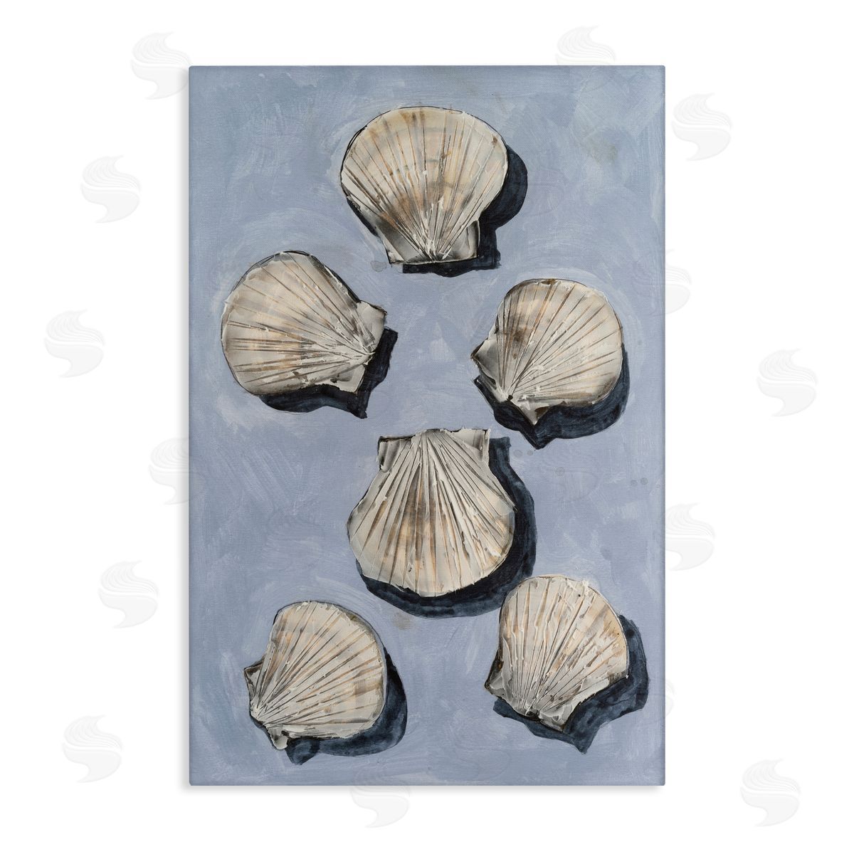 Michael Willett Embellished Seashells Over Blue Canvas Wall Art Print