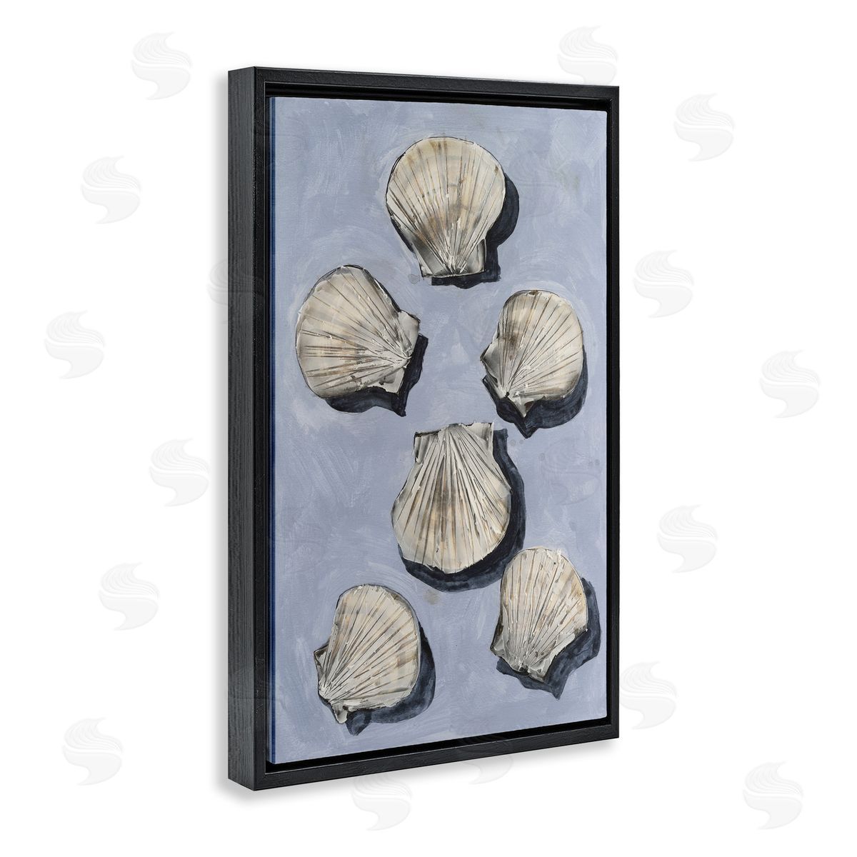 Michael Willett Embellished Seashells Over Blue Canvas Wall Art Print