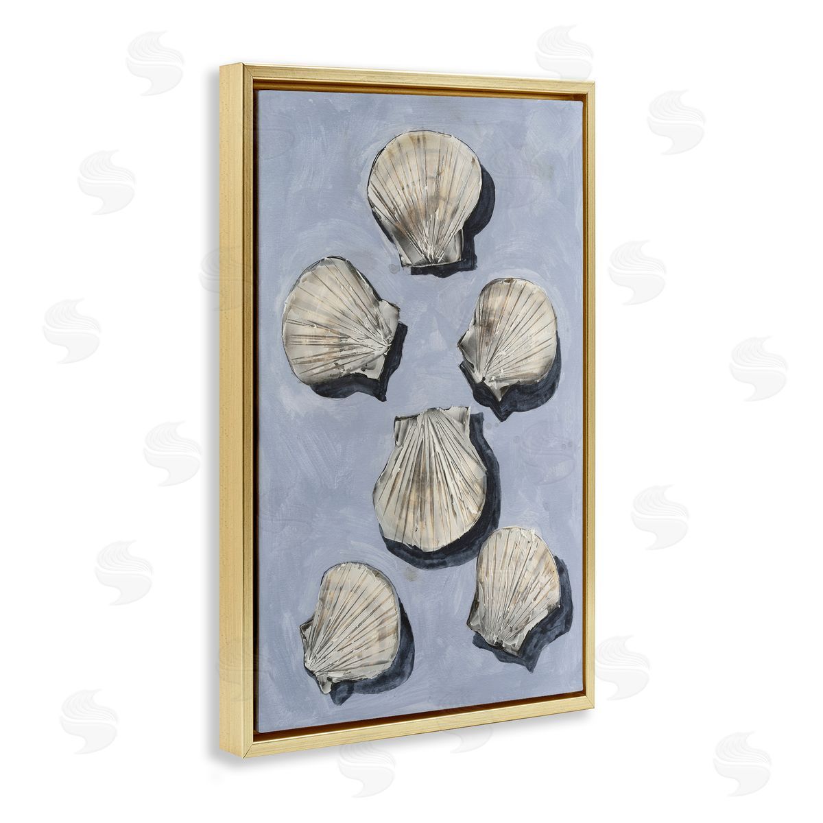 Michael Willett Embellished Seashells Over Blue Canvas Wall Art Print