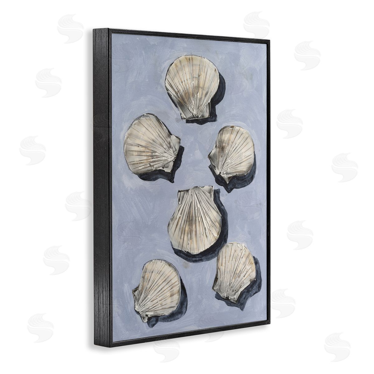Michael Willett Embellished Seashells Over Blue Canvas Wall Art Print