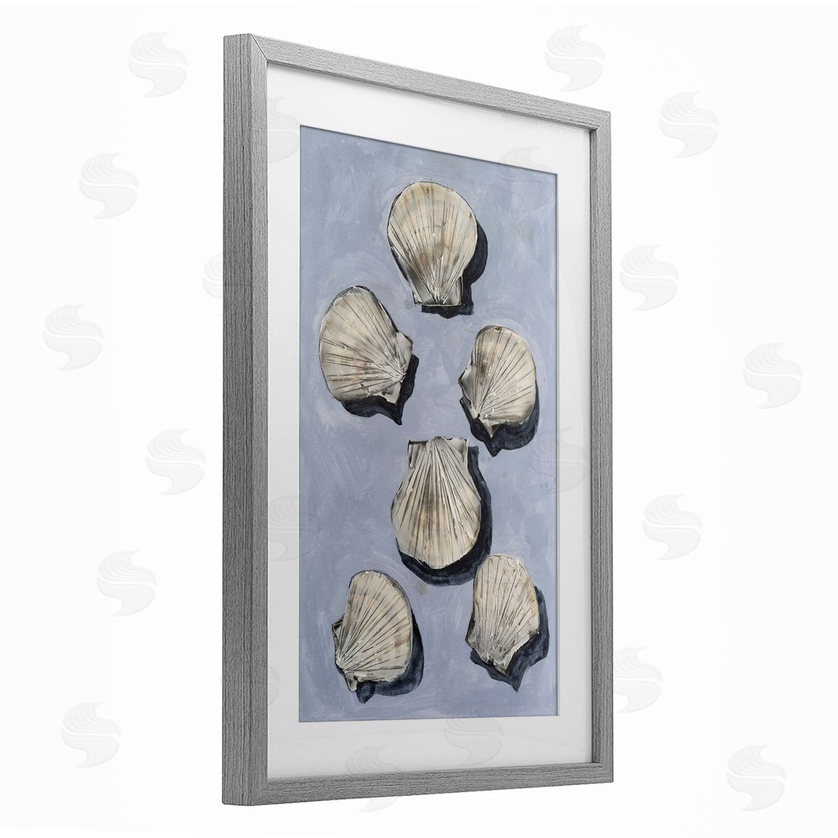 Michael Willett Embellished Seashells Over Blue Canvas Wall Art Print