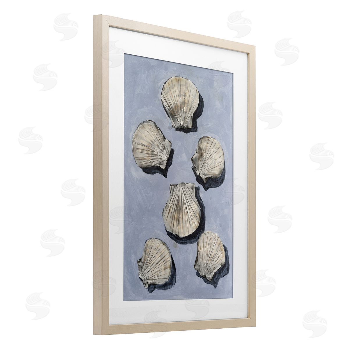 Michael Willett Embellished Seashells Over Blue Canvas Wall Art Print