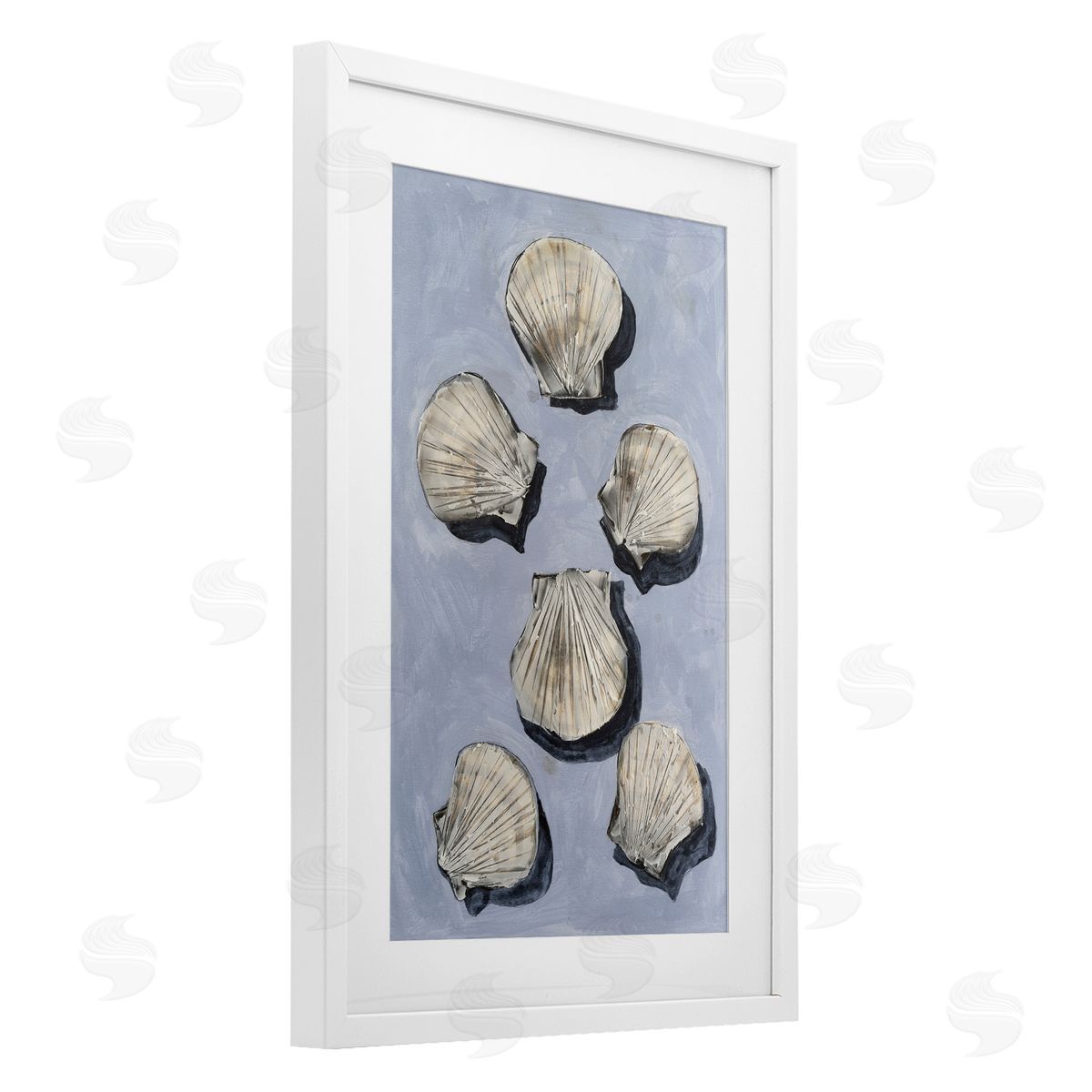 Michael Willett Embellished Seashells Over Blue Canvas Wall Art Print