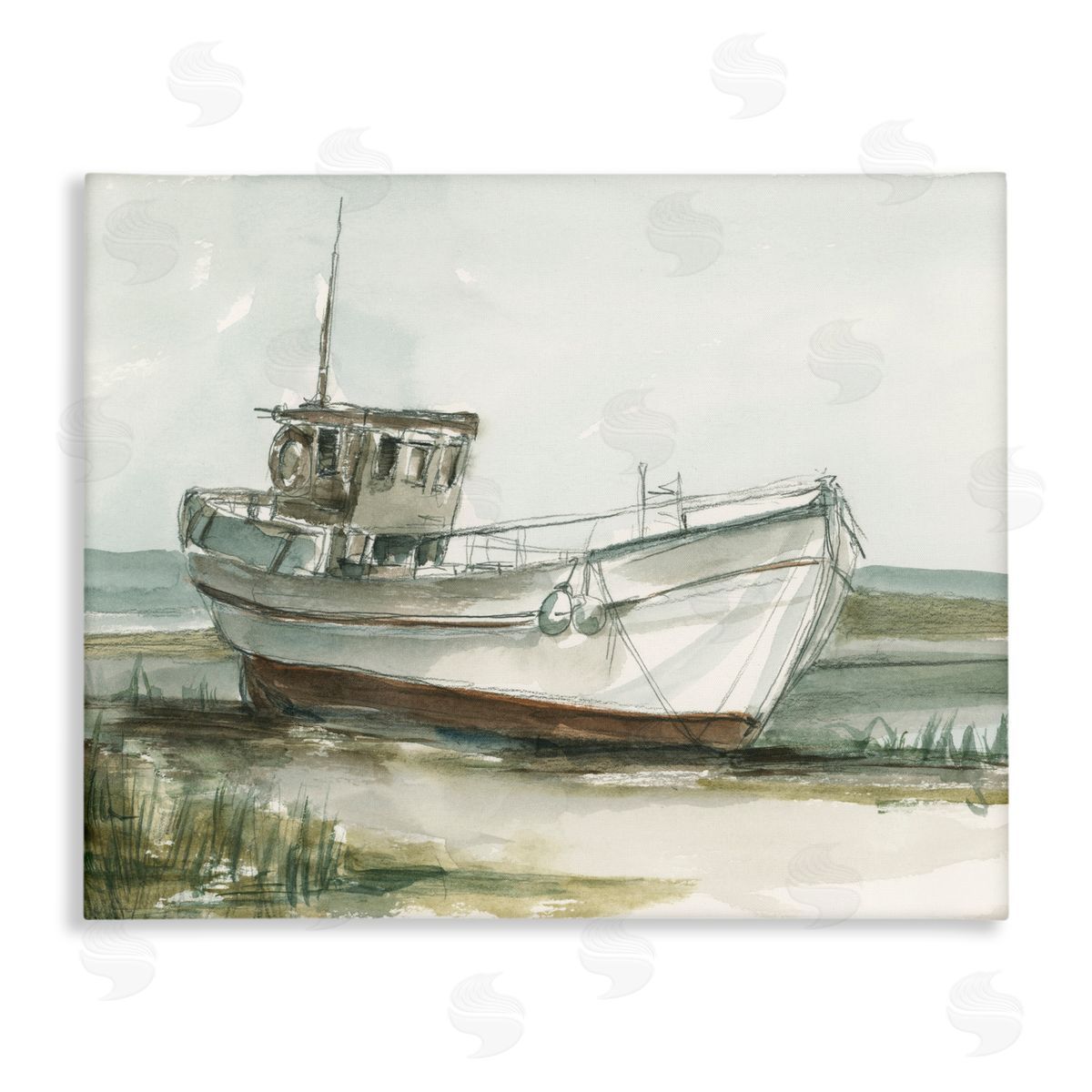 Ethan Harper Abandoned Fishing Boat Canvas Wall Art Print
