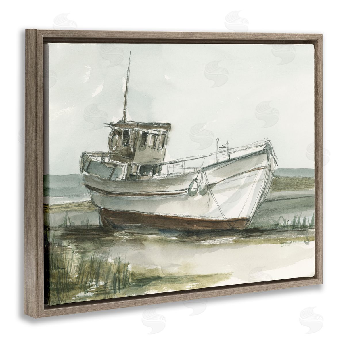 Ethan Harper Abandoned Fishing Boat Canvas Wall Art Print