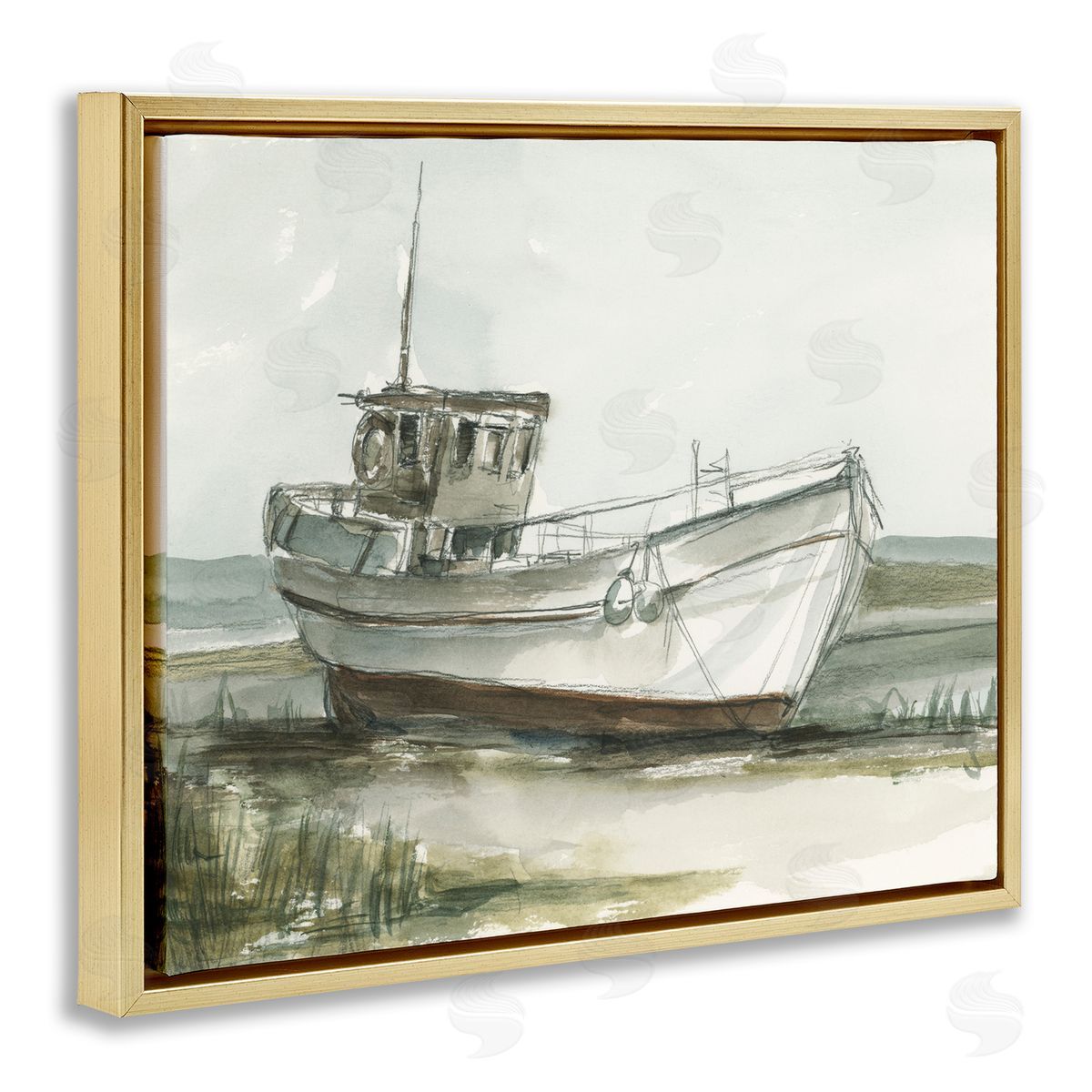 Ethan Harper Abandoned Fishing Boat Canvas Wall Art Print