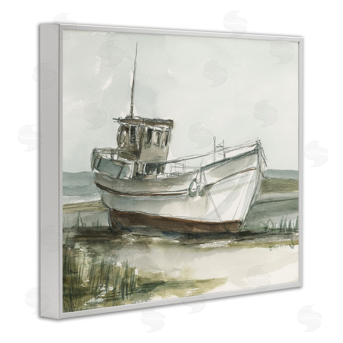 Ethan Harper Abandoned Fishing Boat Canvas Wall Art Print