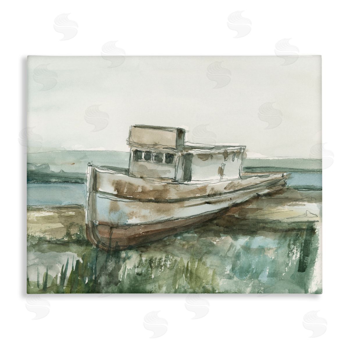 Ethan Harper Beached Fishing Boat Canvas Wall Art Print
